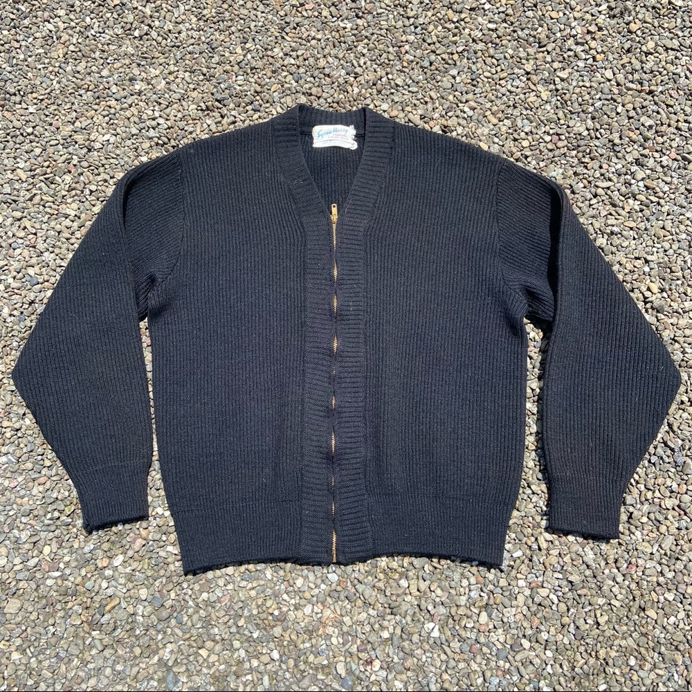 Vintage Black Zip Up Wool Sweater